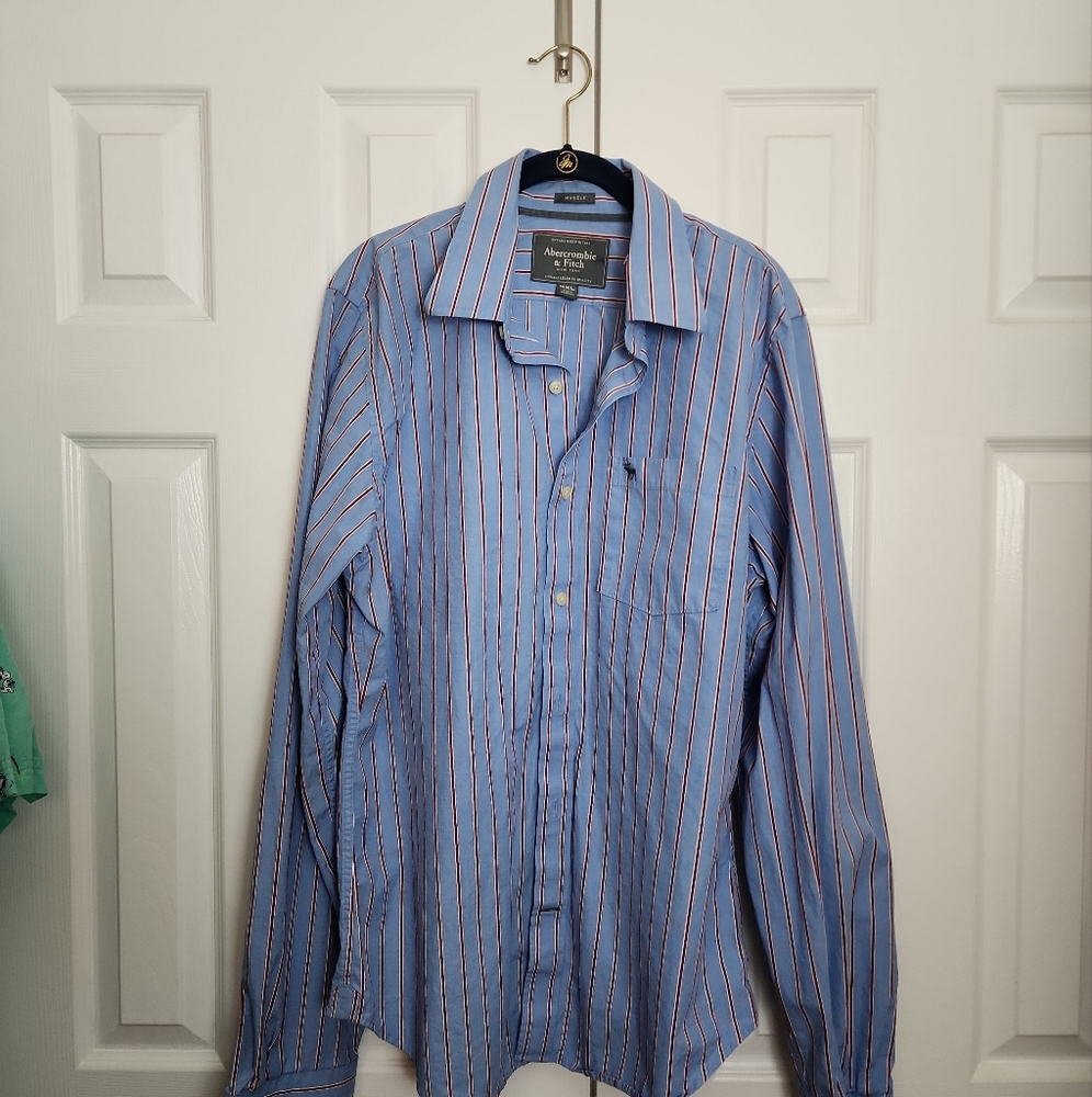 Abercrombie & Fitch Shirt XXL Blue long sleeve button down Muscle cut